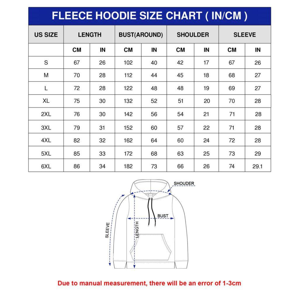 Size Chart Vesles2014S Flecee hoodie