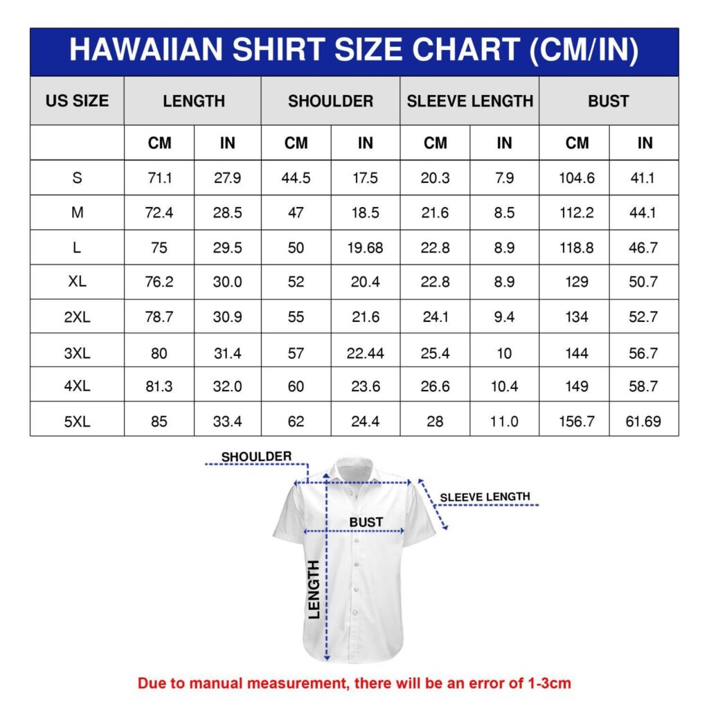 Size Chart Vesles2014S Hawaian Shirt