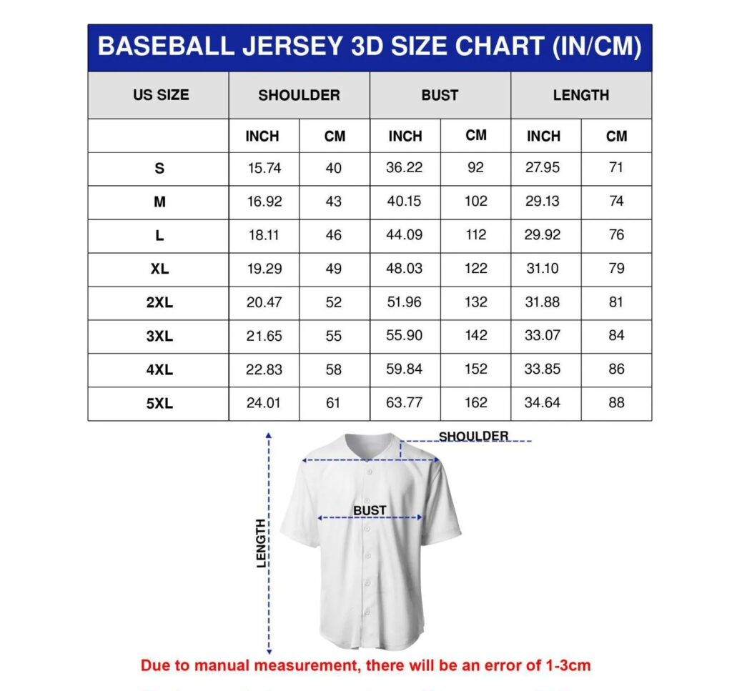 Vesles2014s Baseball Jersey Size Chart