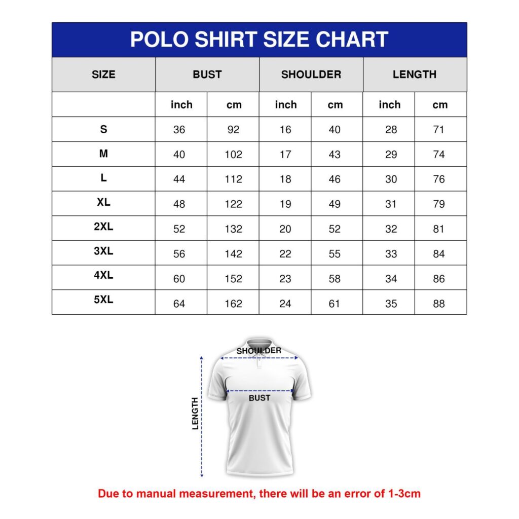 Size Chart Vesles2014S 3D Polo Shirt